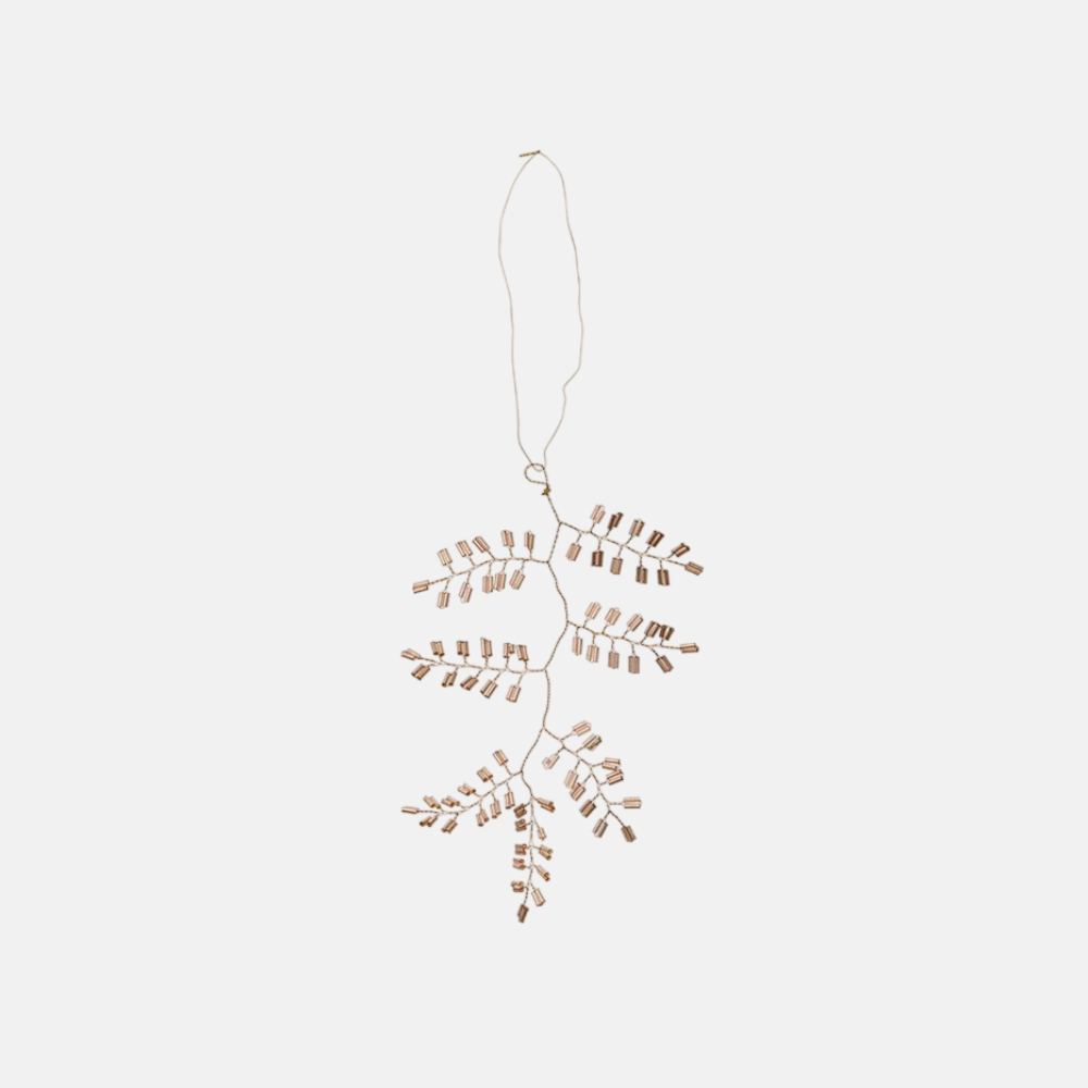 Beaded Ornament Twig H14cm Mio Champagne