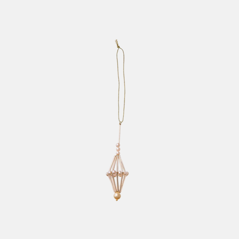Beaded Ornament Prism H10cm Alara Champagne