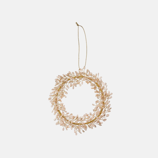 Beaded Ornament Wreath Ø13cm Mio Champagne