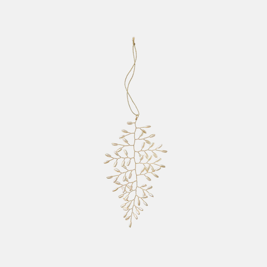 Beaded Ornament Leaf H14cm Gia Pearl