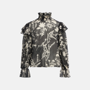 OBJPEARL L/S RE HIGH-NECK FRILL TOP 142