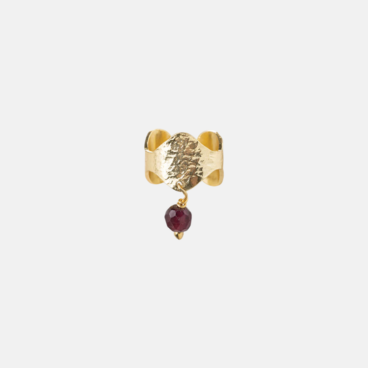 Wave Gemstone Ear Cuff Garnet GP
