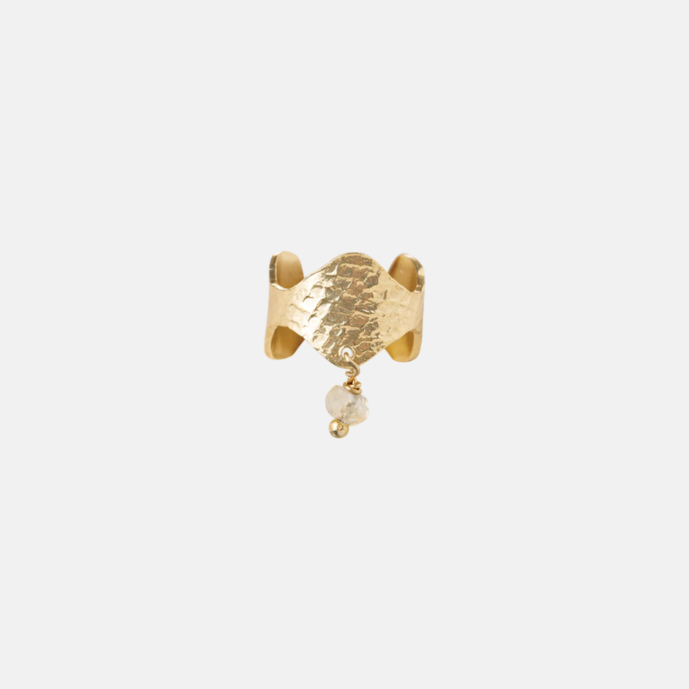 Wave Gemstone Ear Cuff Citrine GP