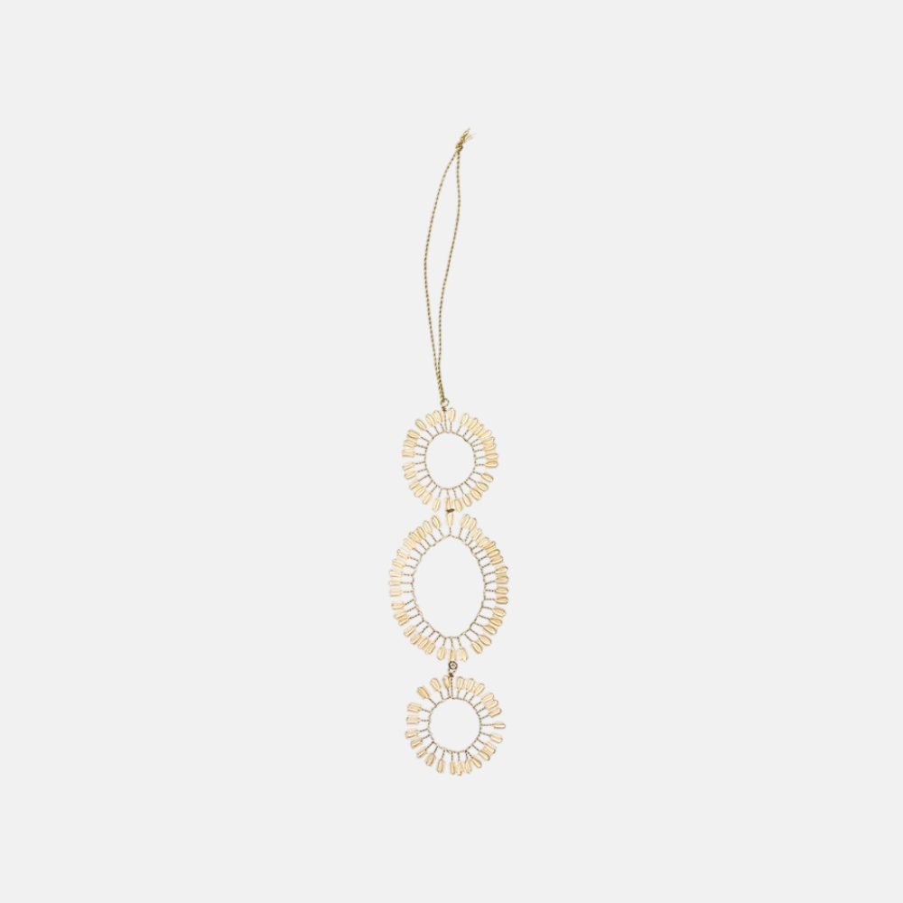 Beaded Ornament Hoops H14cm Mio Champagne