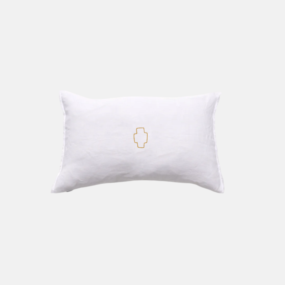 Kussen Wit Cross Line Goud