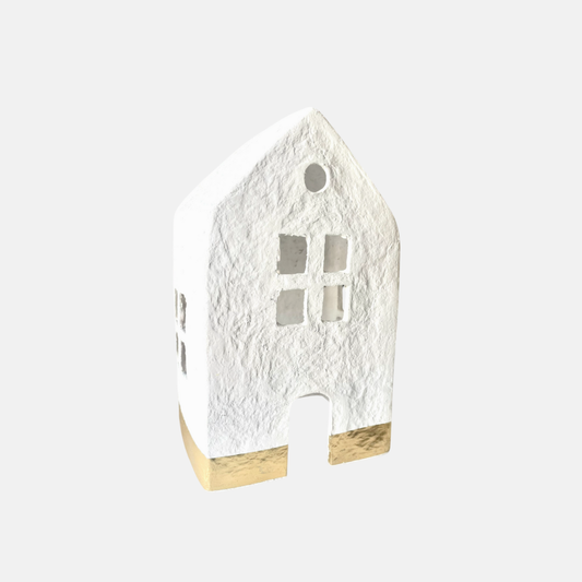 Eco Huisje Cotton-maché +GOLD 18cm