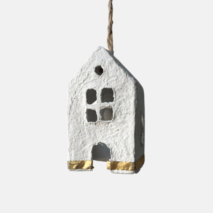 Kerstbal-huisje DIP | Cotton Maché