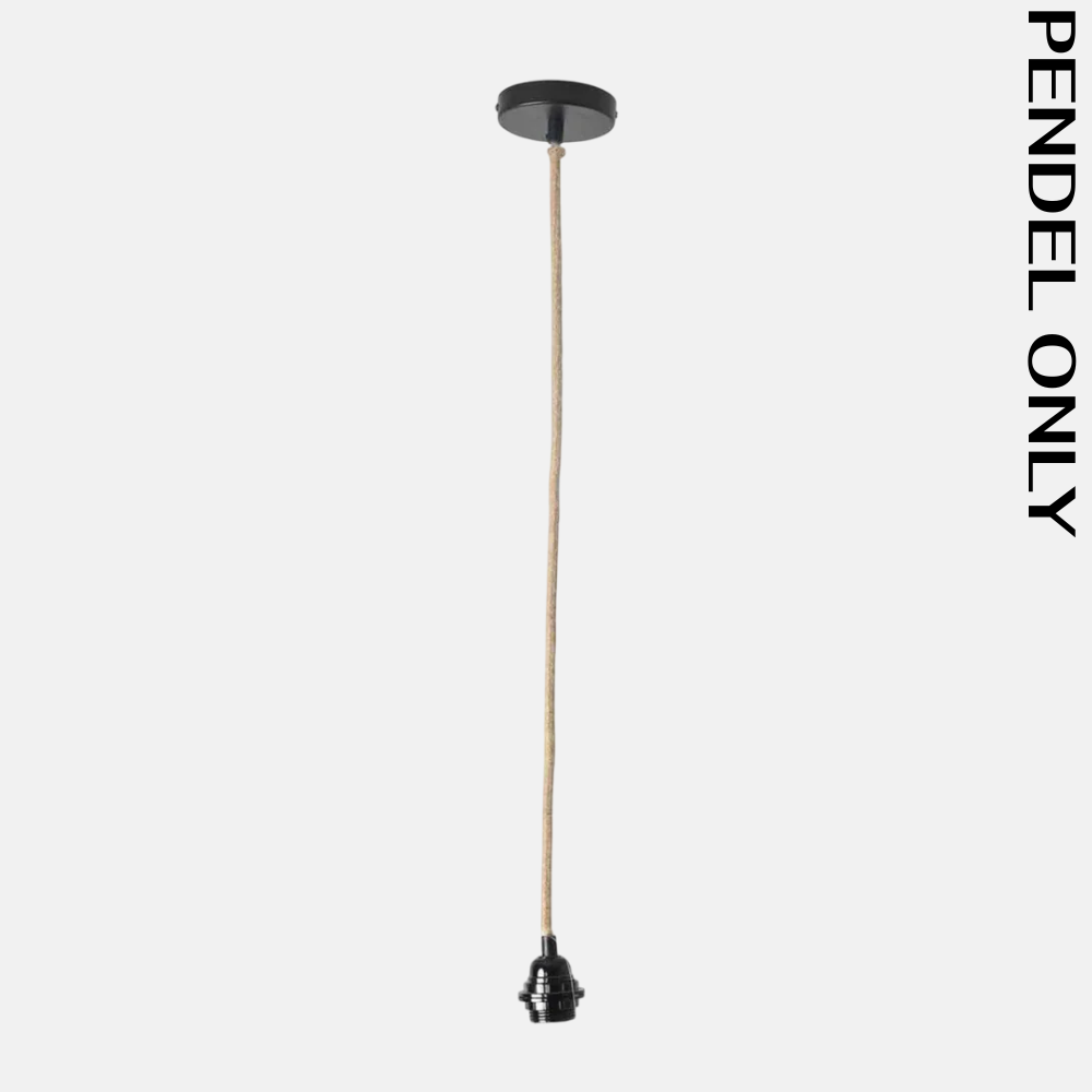 Zwarte/naturel pendel 110cm katoenen kabelrozet