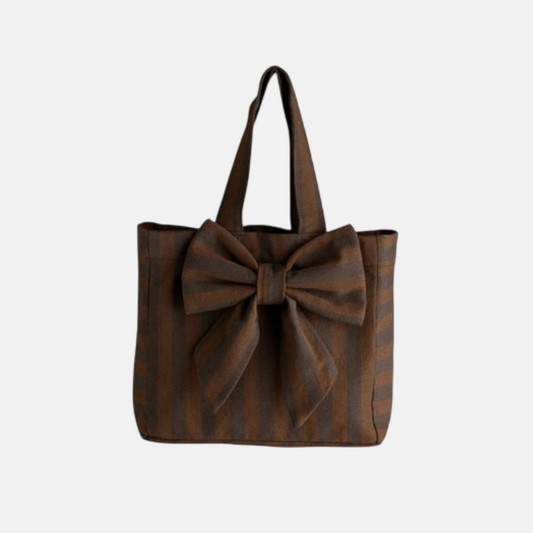 Mini Gift Bag W.Bow | Cotton | H 20cm Brown