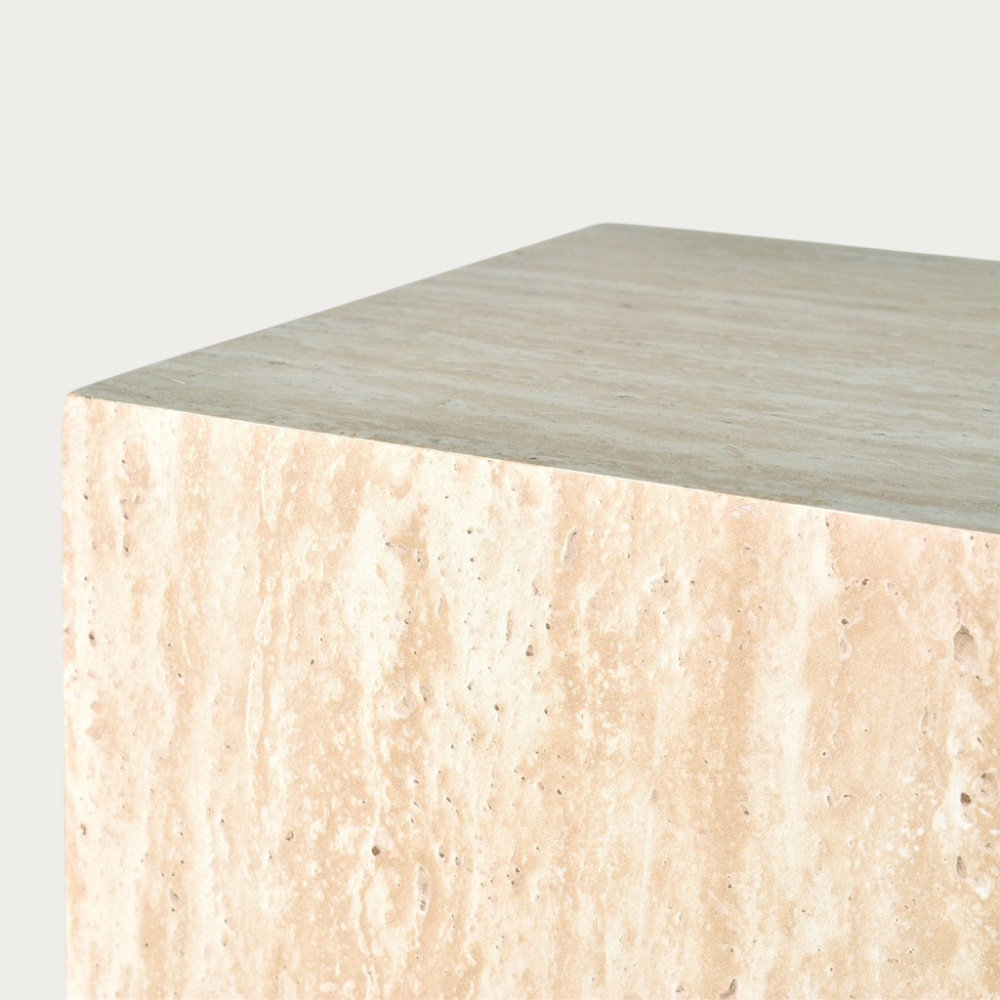 Maxime bijzettafel met travertijneffect