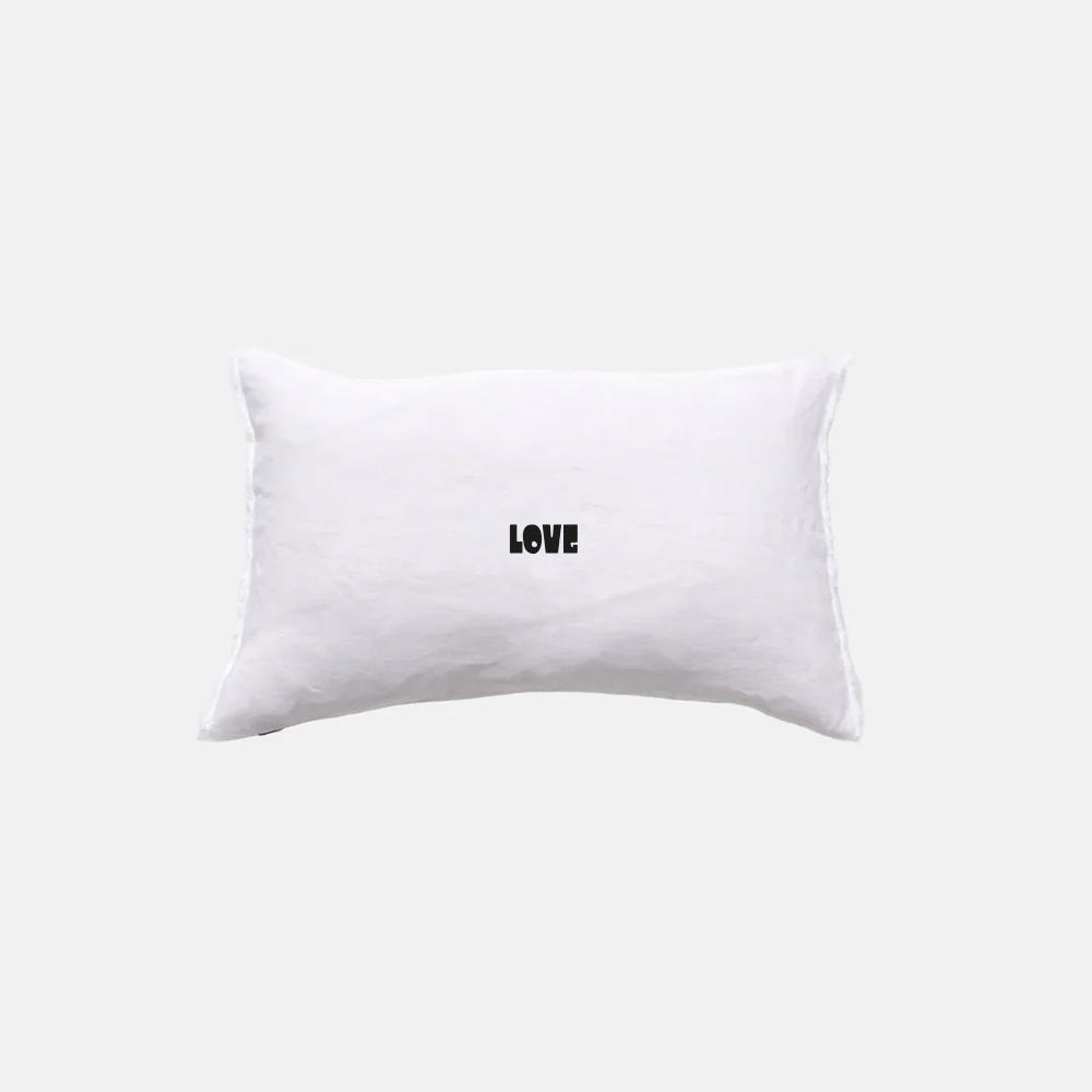 Kussenhoes Wit Bold LOVE Zwart