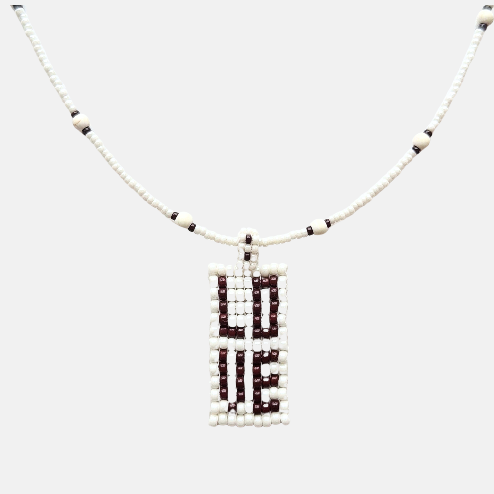 Cils Beaded LOVE Necklace Long | White Bordeaux