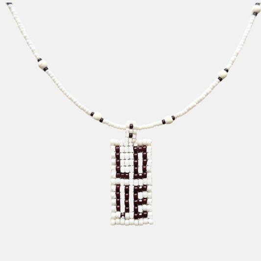 Cils Beaded LOVE Necklace Long | White Bordeaux