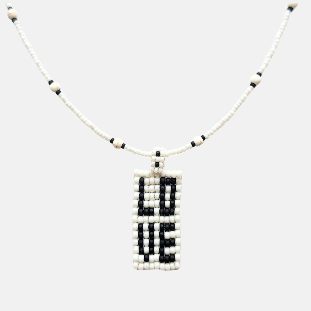 Cils Beaded LOVE Necklace Long | White Black