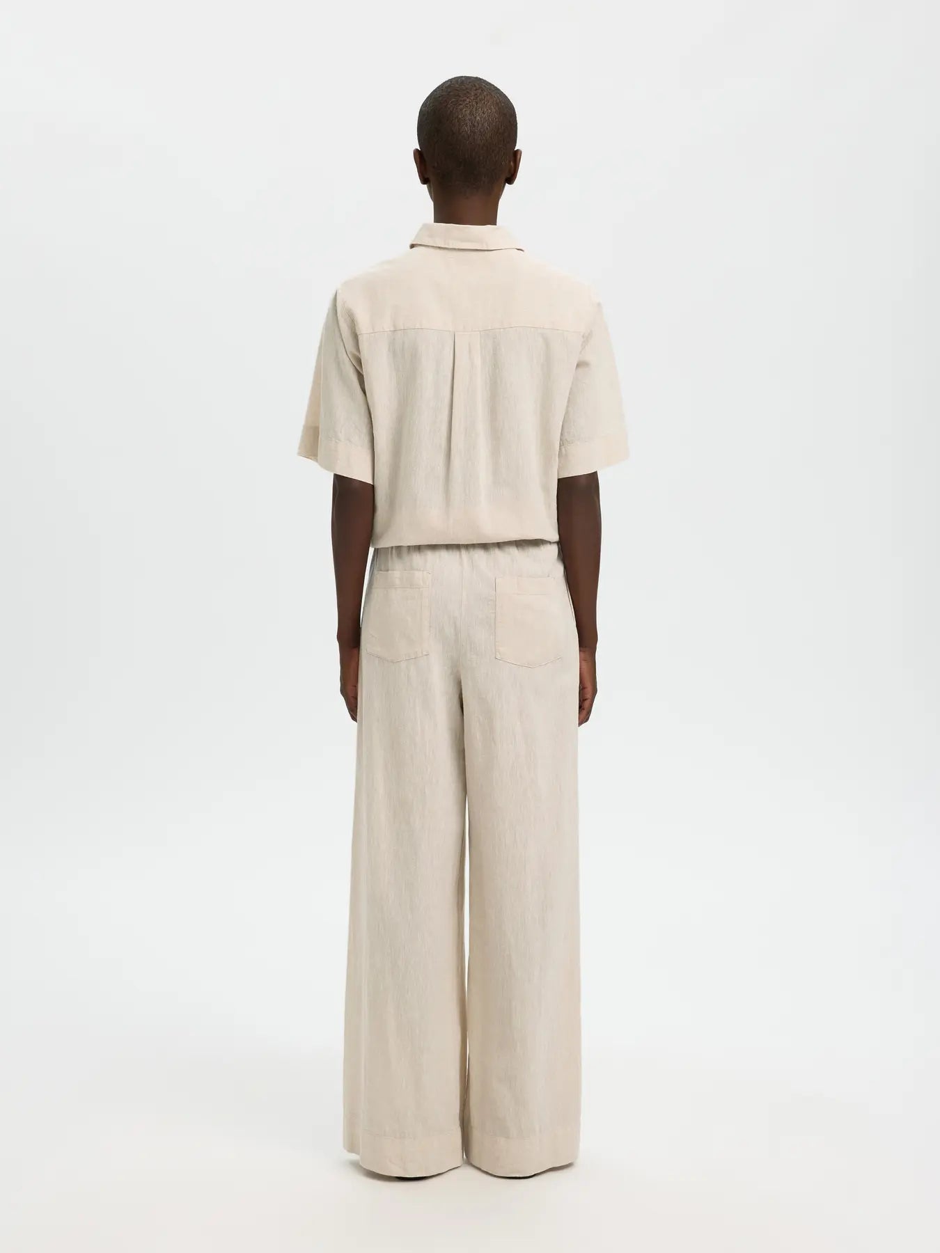 SLFLUISA MW WIDE LINEN BLEND PANT NOOS