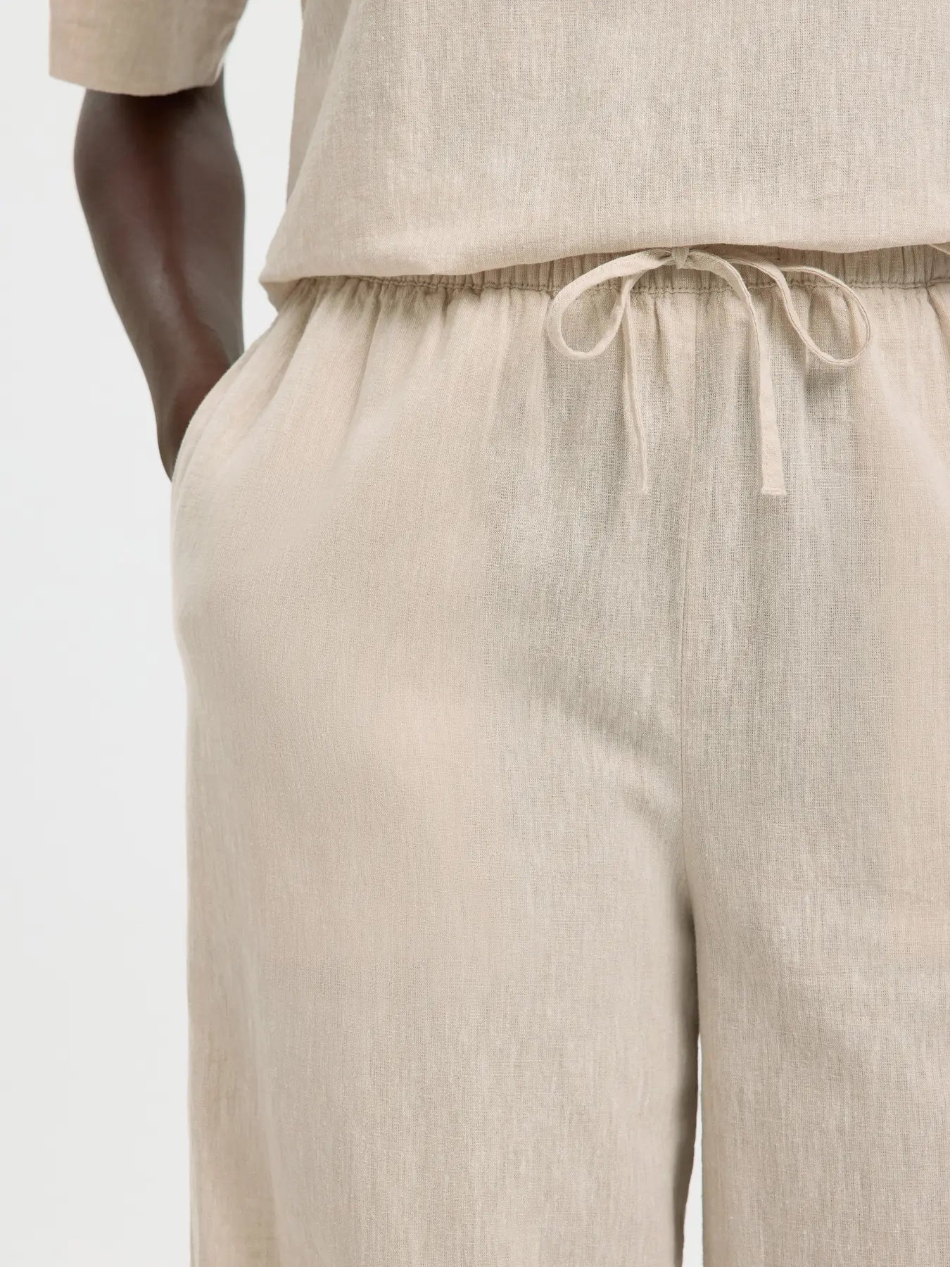 SLFLUISA MW WIDE LINEN BLEND PANT NOOS