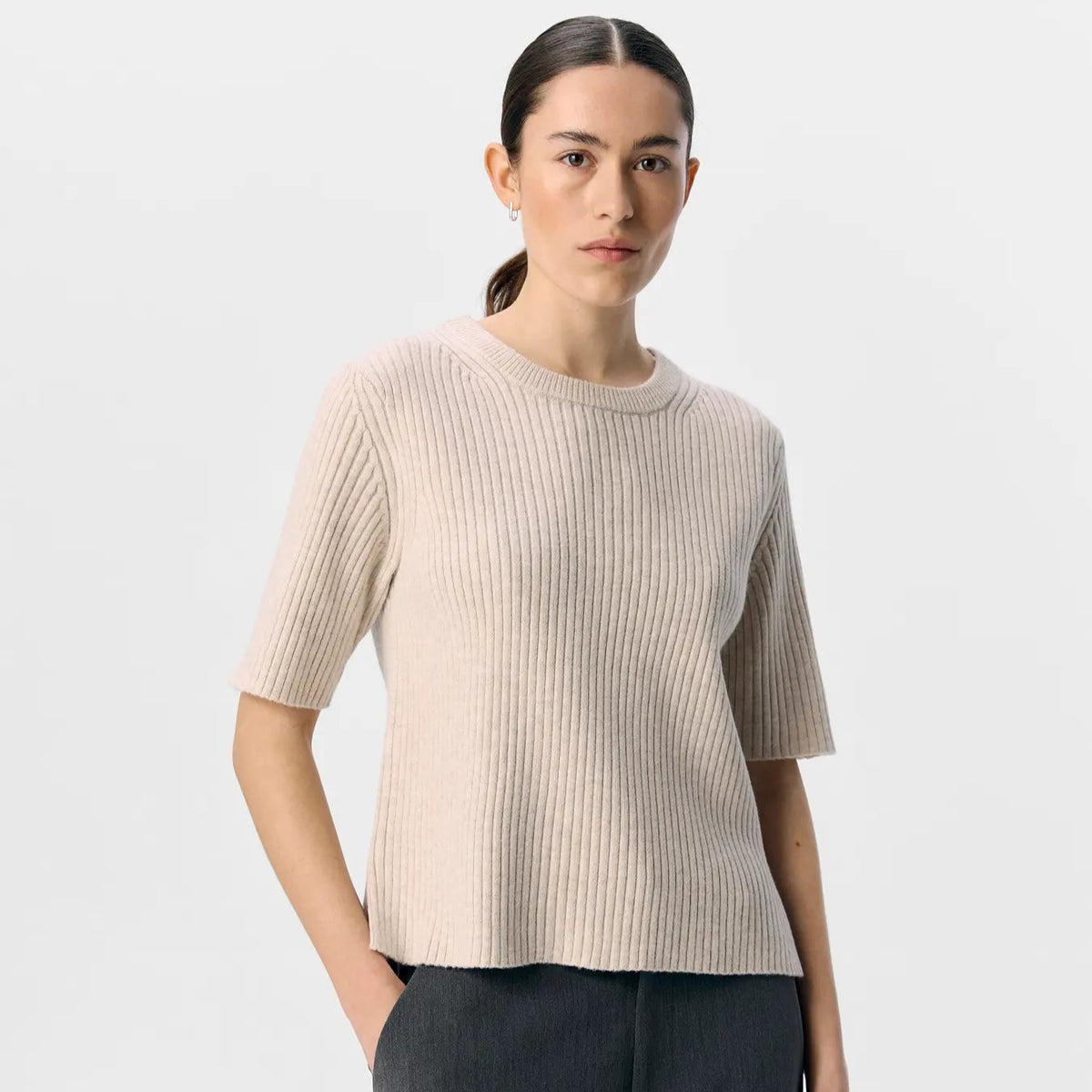 OBJELVA 2/4 RE O-NECK KNIT NOOS