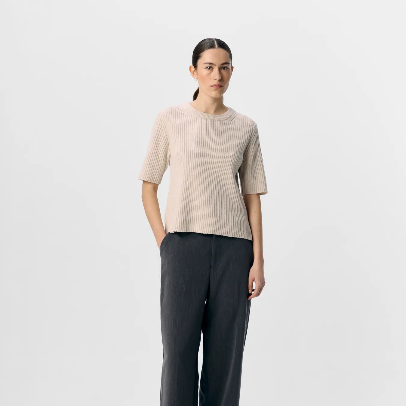 OBJELVA 2/4 RE O-NECK KNIT NOOS