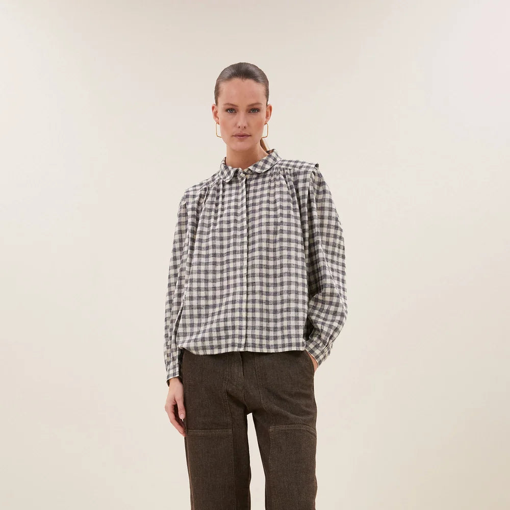 maia check blouse