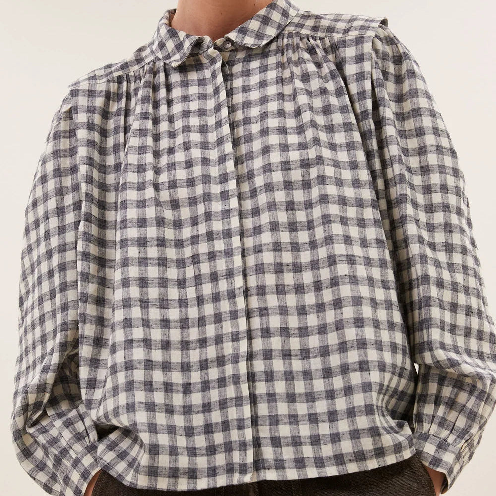 maia check blouse
