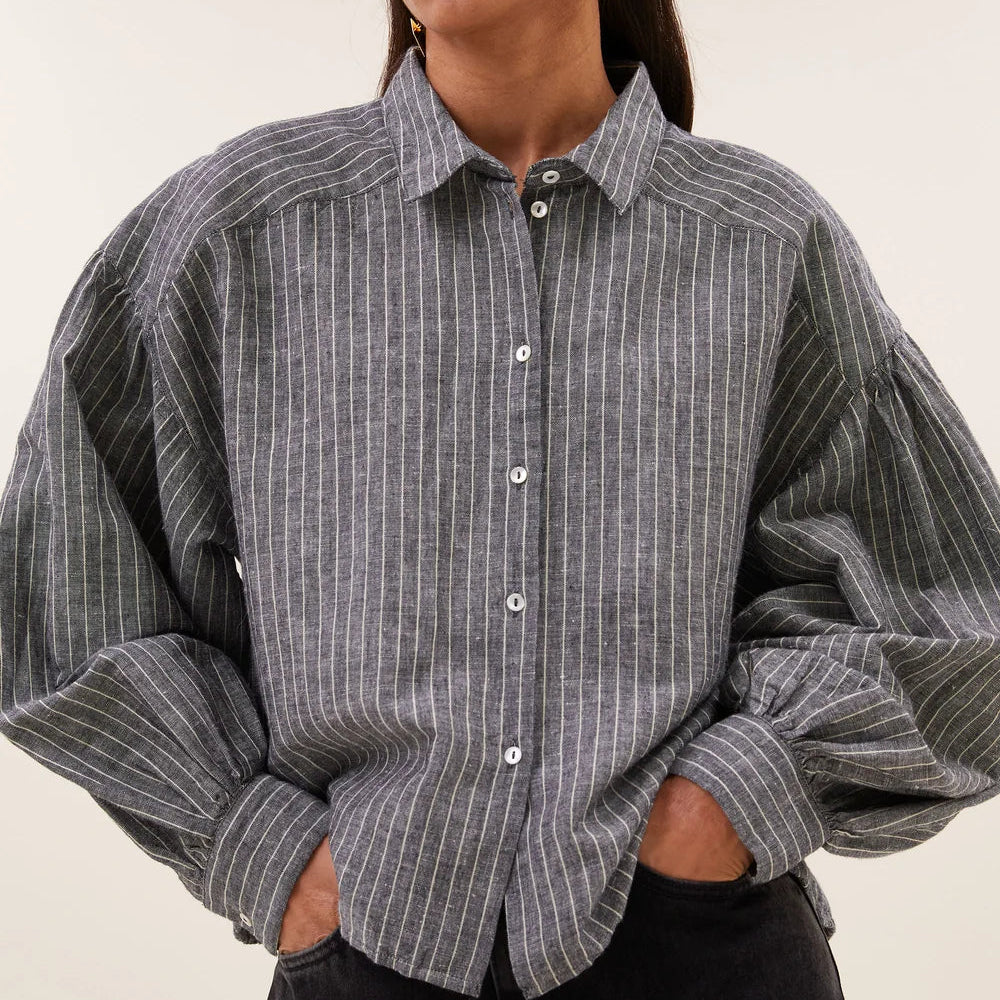 sarah short thin stripe blouse