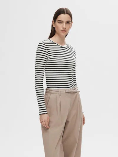 SLFANNA LS CREW NECK TEE STR NOOS