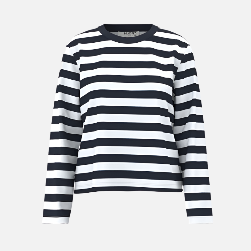 SLFESSENTIAL LS STRIPED BOXY TEE NOOS