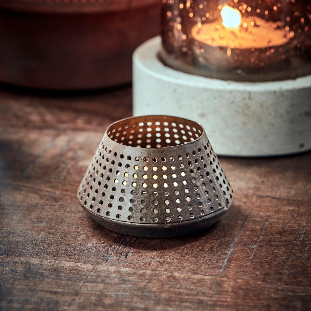 Tealight holder, HDMinis, Antique brown