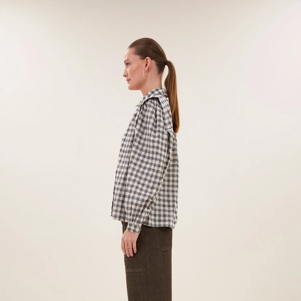maia check blouse